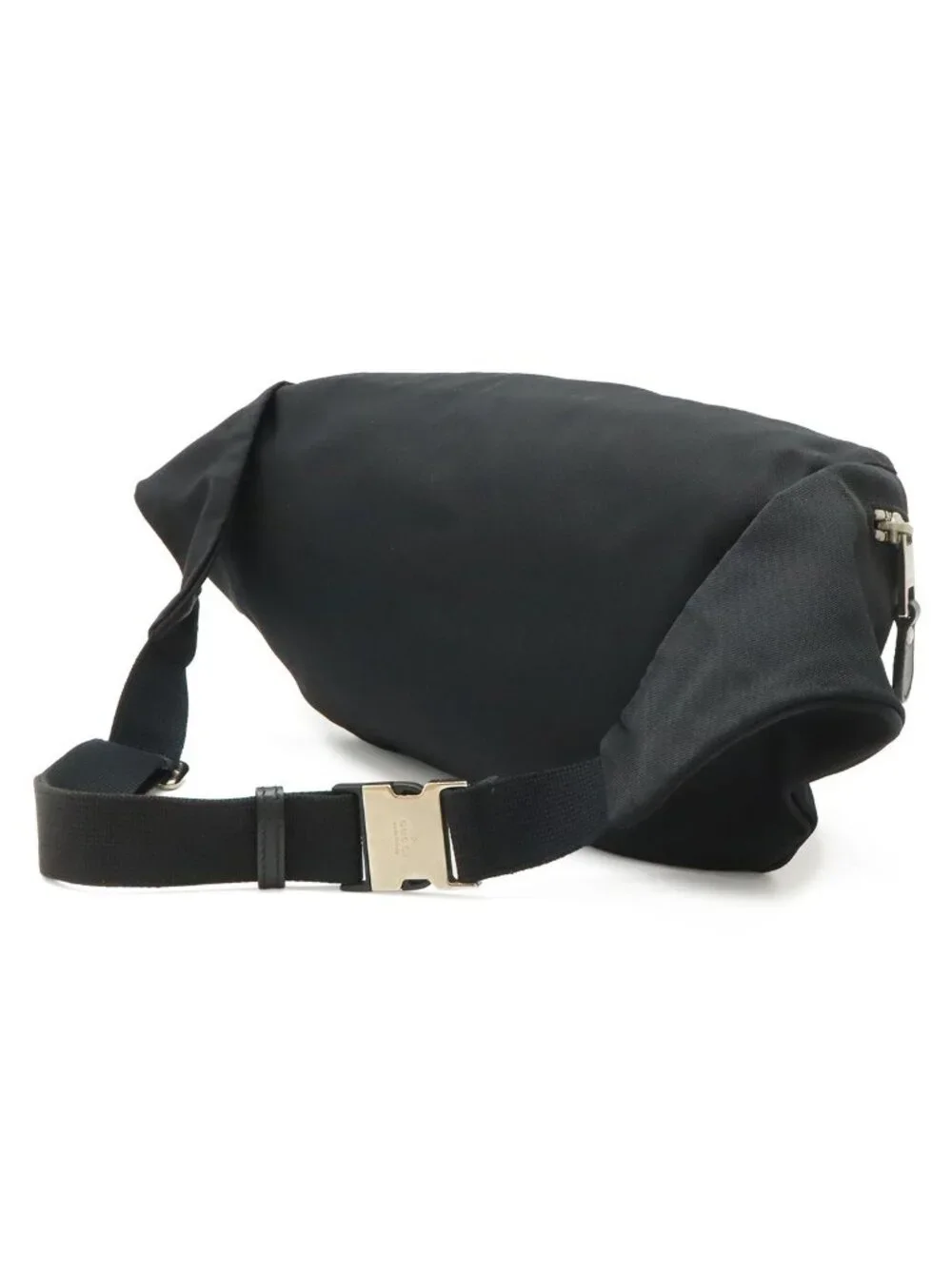 Gucci Belt Bag Waist Pouch Hip Nylon Canvas Black Silver - Picture 2 of 7